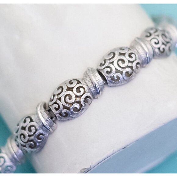Vintage Silver Tone Abstract Wavy Floral Links Bracelet 7 inch by Monet - E10 - Picture 1 of 4